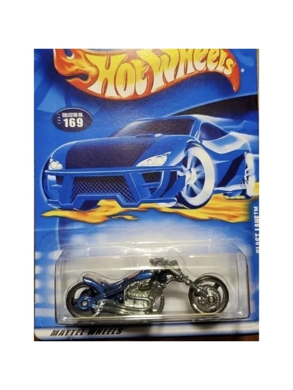 Die Cast Hot Wheels 2006 BLAST LANE #169 Blue w/Black Spokes Chrome Rims